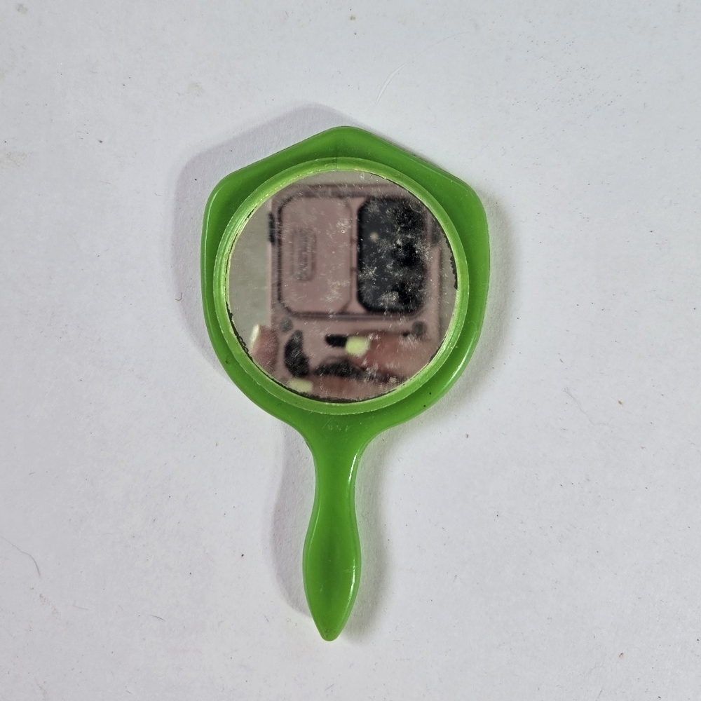 Vintage Small Green Floral Handheld Mirror